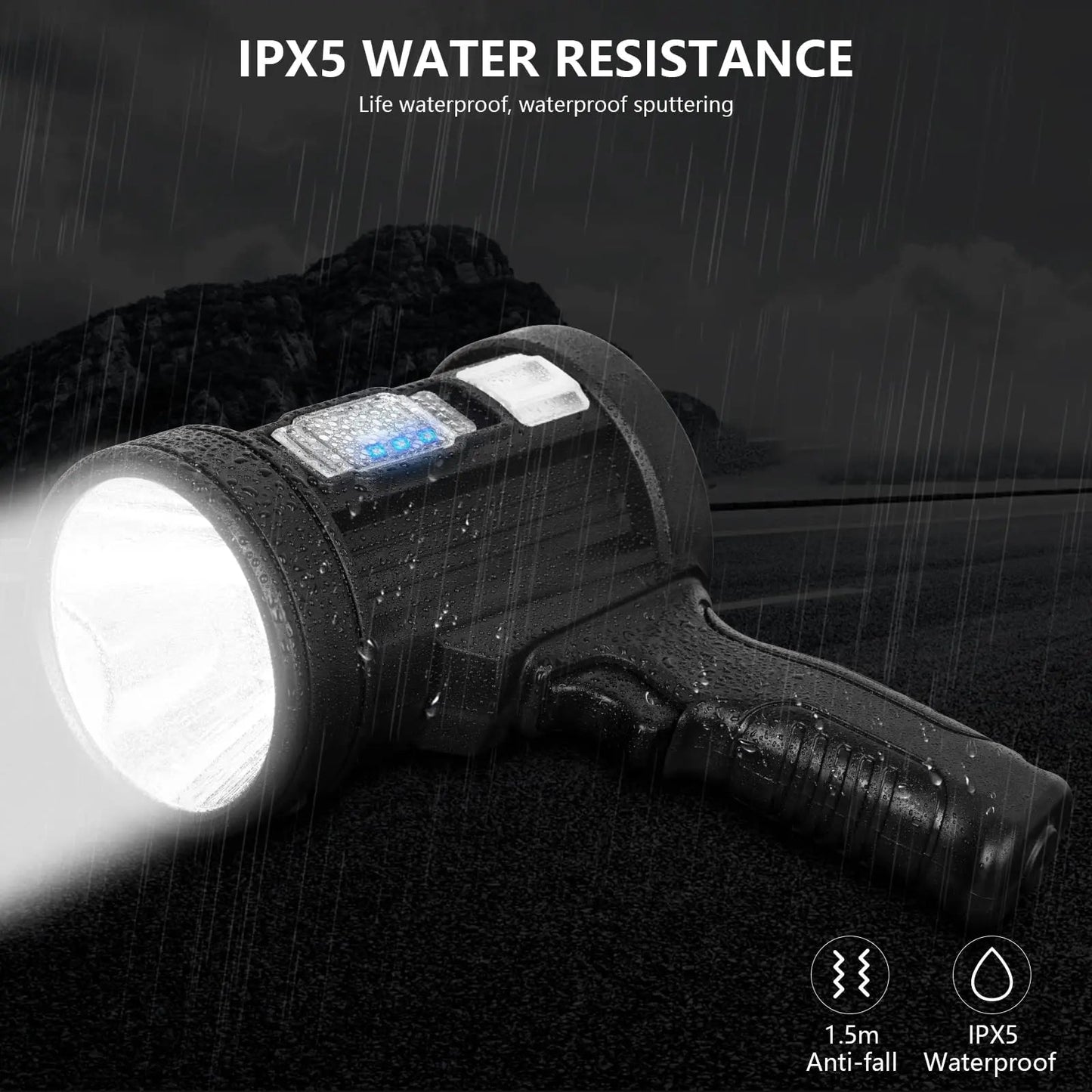 PexuLitex LED Spotlight 1,000,000 Lumens 2000m Beam Solar Rechargeable 9600mAh Power Bank