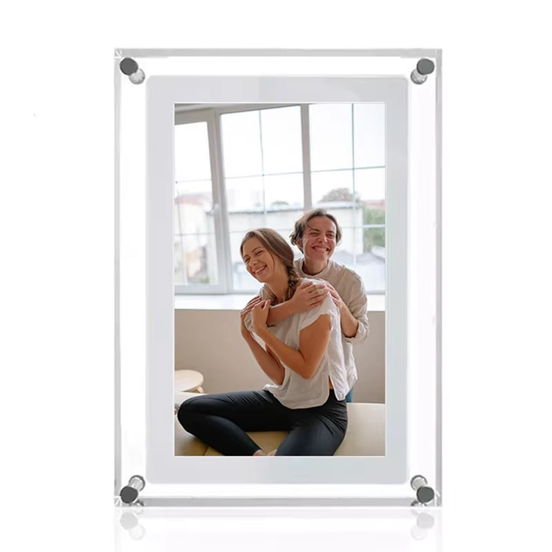 CaptiPix Acrylic Digital Photo Frame with Vertical IPS Display, 1000mAh Portable Battery and Integrated Video Audio