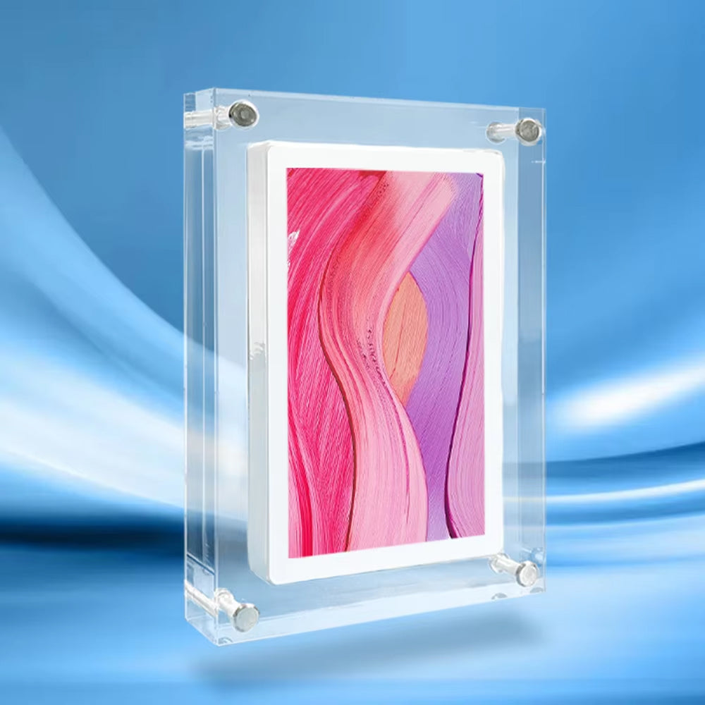 CaptiPix Acrylic Digital Photo Frame with Vertical IPS Display, 1000mAh Portable Battery and Integrated Video Audio