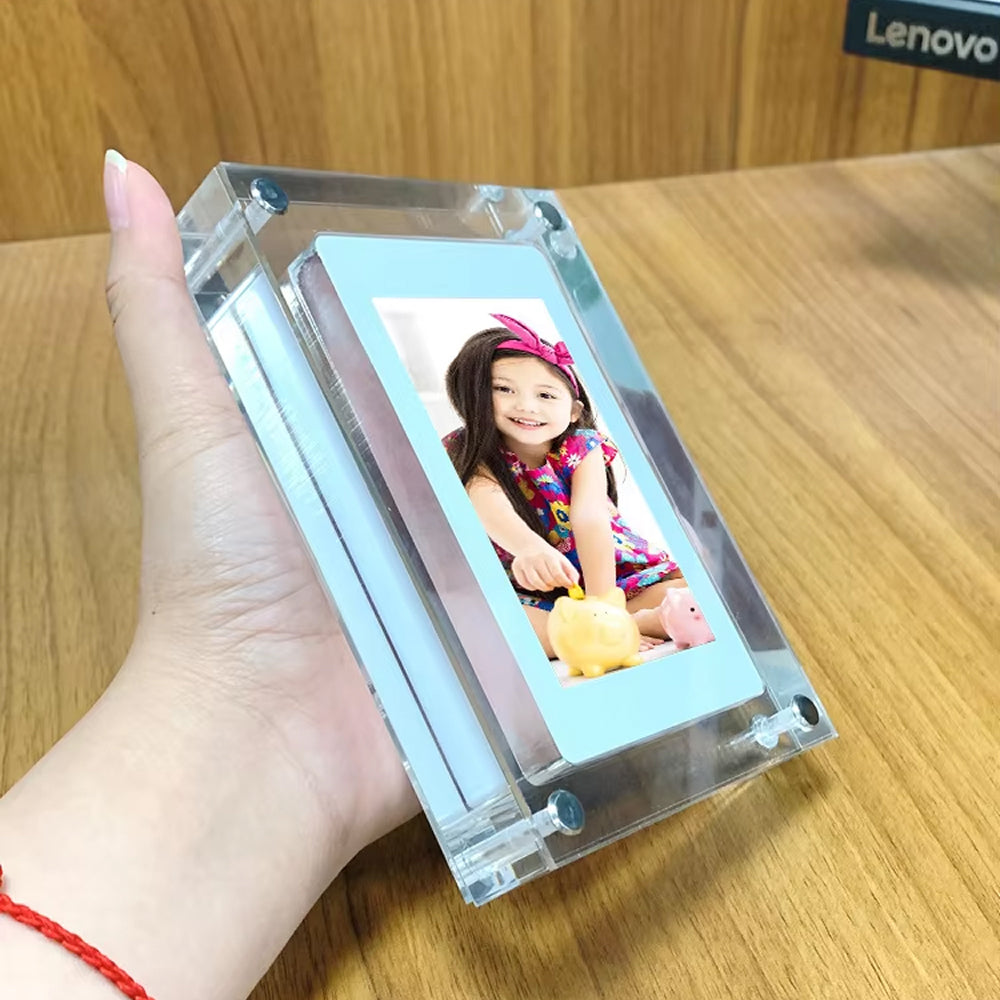 CaptiPix Acrylic Digital Photo Frame with Vertical IPS Display, 1000mAh Portable Battery and Integrated Video Audio