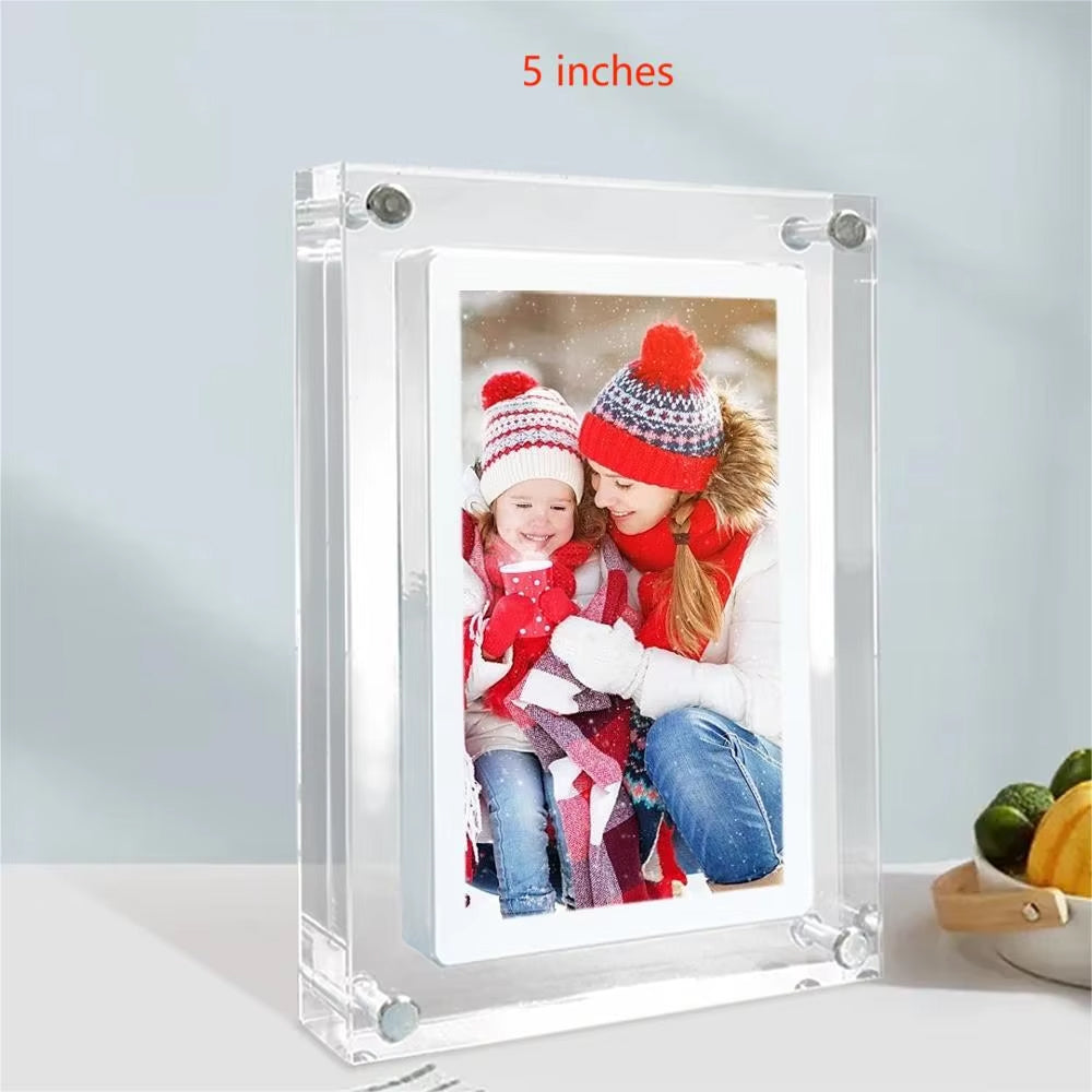 CaptiPix Acrylic Digital Photo Frame with Vertical IPS Display, 1000mAh Portable Battery and Integrated Video Audio