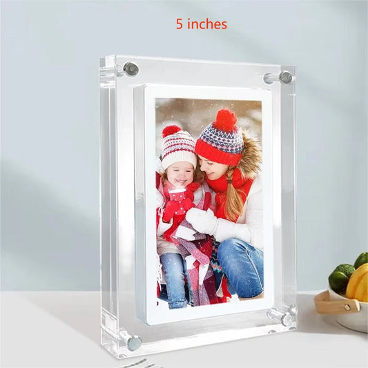CaptiPix Acrylic Digital Photo Frame with Vertical IPS Display, 1000mAh Portable Battery and Integrated Video Audio