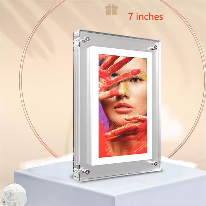 CaptiPix Acrylic Digital Photo Frame with Vertical IPS Display, 1000mAh Portable Battery and Integrated Video Audio