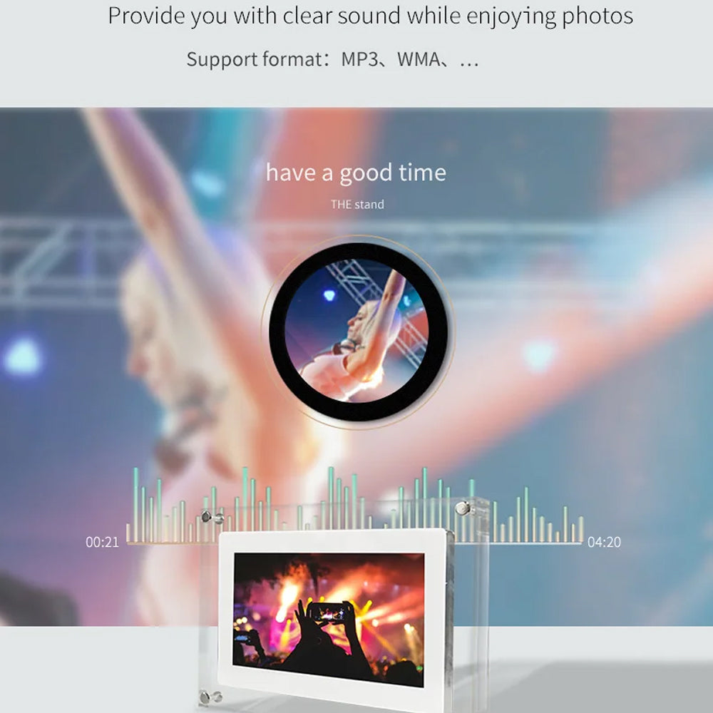 CaptiPix Acrylic Digital Photo Frame with Vertical IPS Display, 1000mAh Portable Battery and Integrated Video Audio