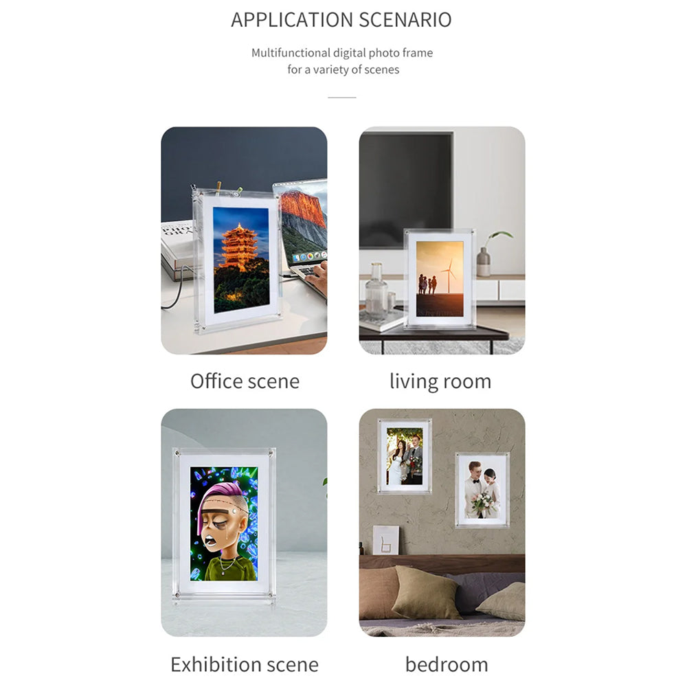 CaptiPix Acrylic Digital Photo Frame with Vertical IPS Display, 1000mAh Portable Battery and Integrated Video Audio