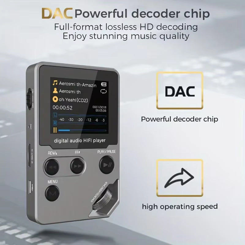EjoyMuzi Hi-Fi MP3 Player 50-Hour Battery Zinc Alloy Lossless FLAC with Bluetooth & 128GB Support