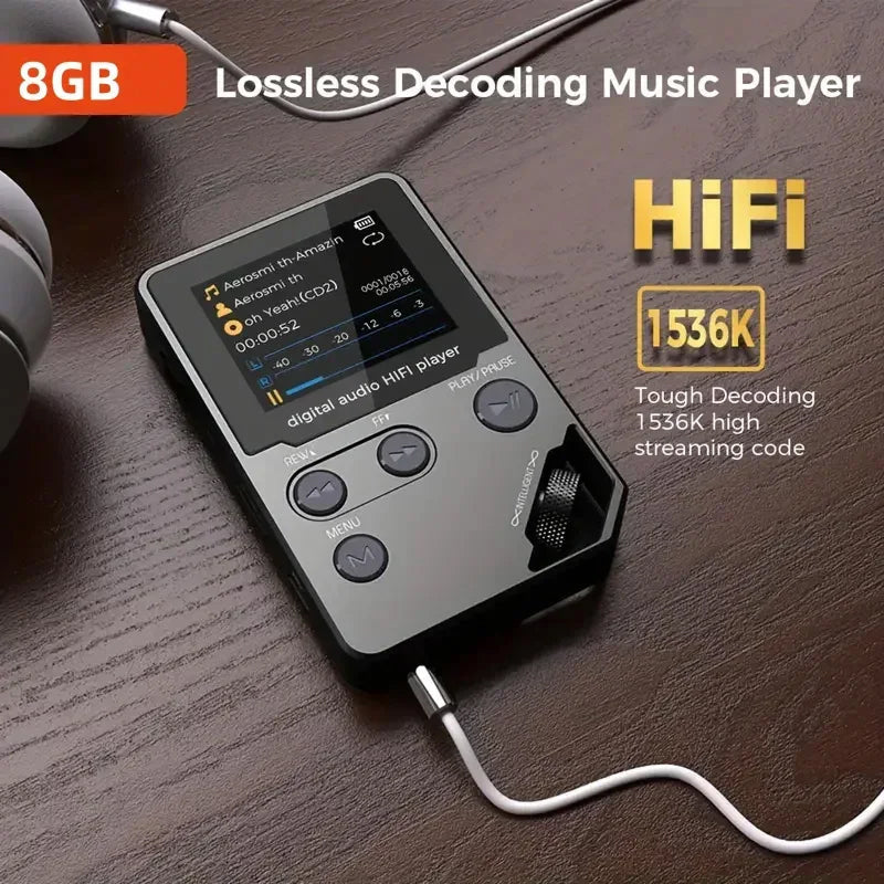 EjoyMuzi Hi-Fi MP3 Player 50-Hour Battery Zinc Alloy Lossless FLAC with Bluetooth & 128GB Support
