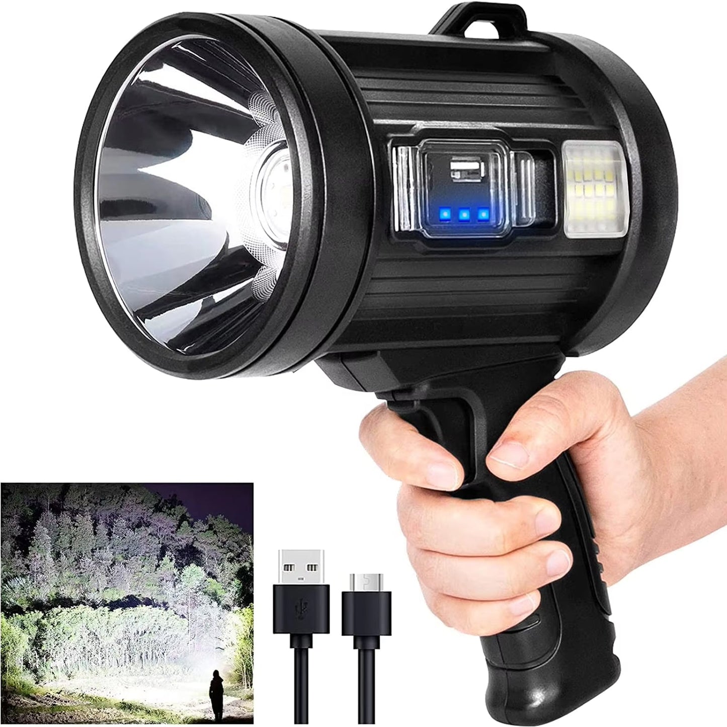 PexuLitex LED Spotlight 1,000,000 Lumens 2000m Beam Solar Rechargeable 9600mAh Power Bank