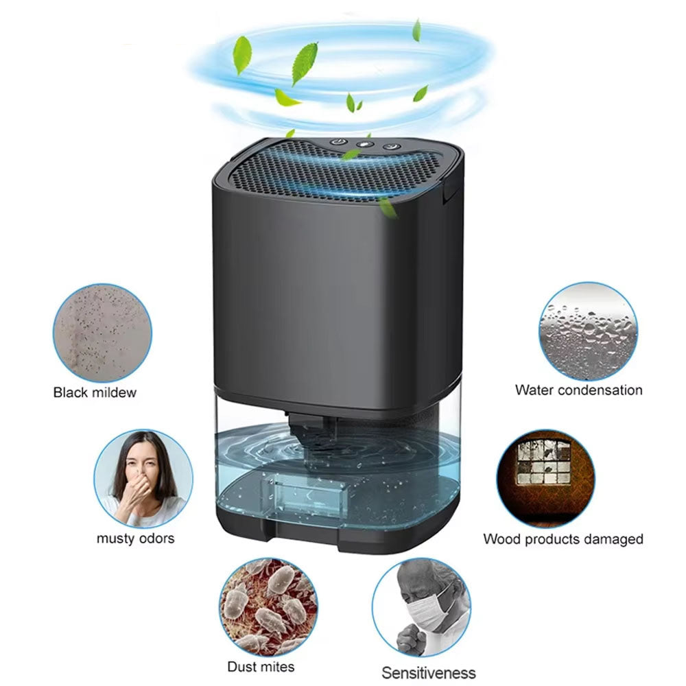 StaxMico Dehumidifier 68oz Water Tank 28dB Ultra-Quiet with 7-Color LED & Auto Shut-Off