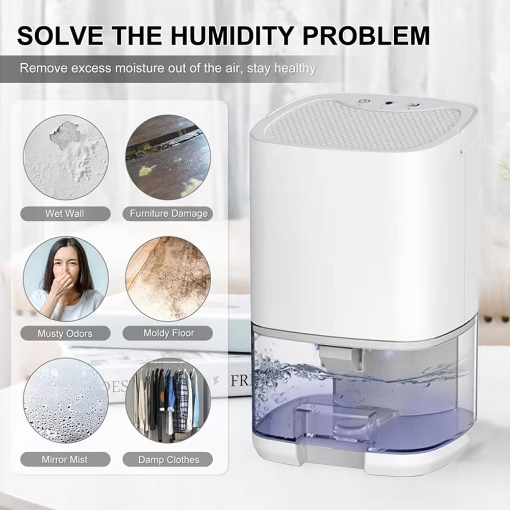 StaxMico Dehumidifier 68oz Water Tank 28dB Ultra-Quiet with 7-Color LED & Auto Shut-Off