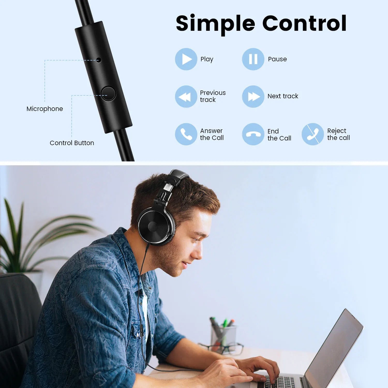 ZetaNase Studio Headphones 50mm Drivers 3.5/6.3mm Dual-Interface Foldable Monitor