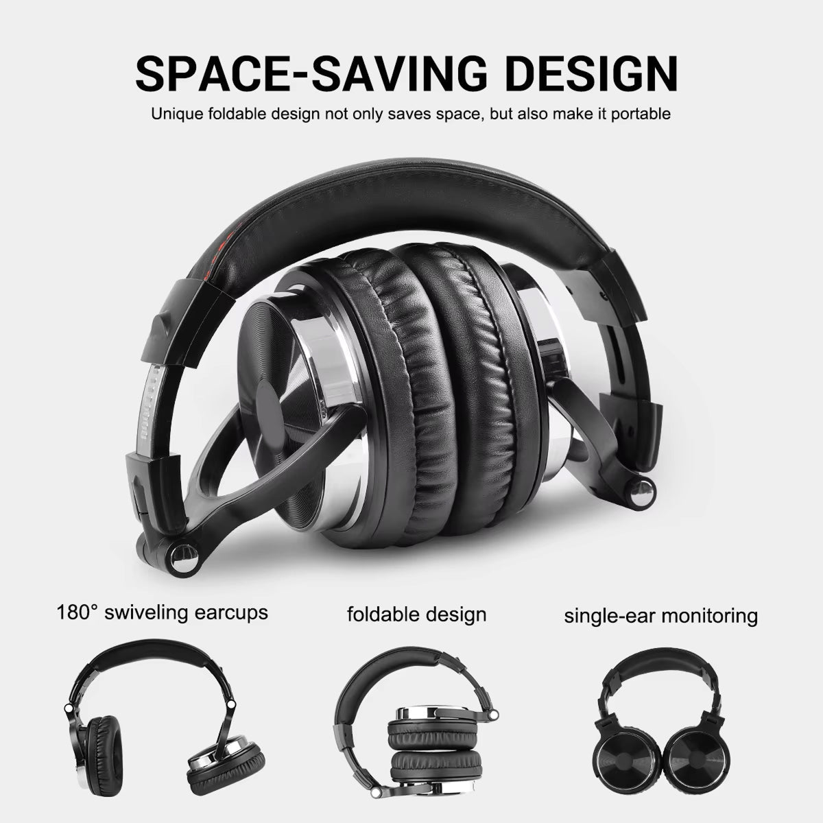 ZetaNase Studio Headphones 50mm Drivers 3.5/6.3mm Dual-Interface Foldable Monitor